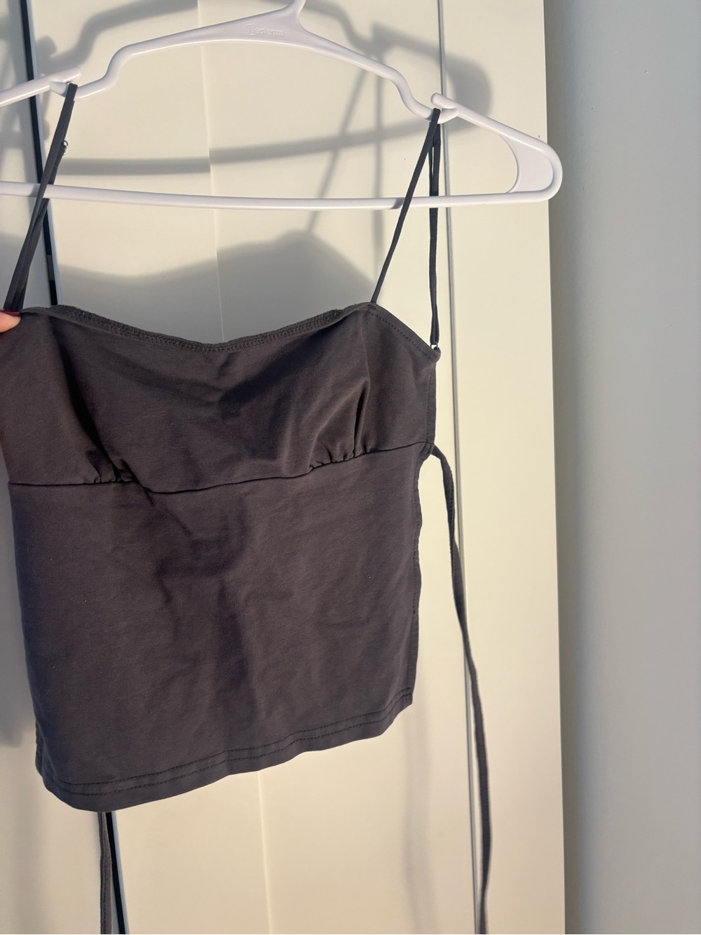 Edikted Grey Slim Strap Cami Crop Top